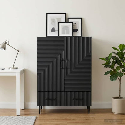 Sideboard with Drawer Black 66 x 34.5 x 95 cm Engineered Wood