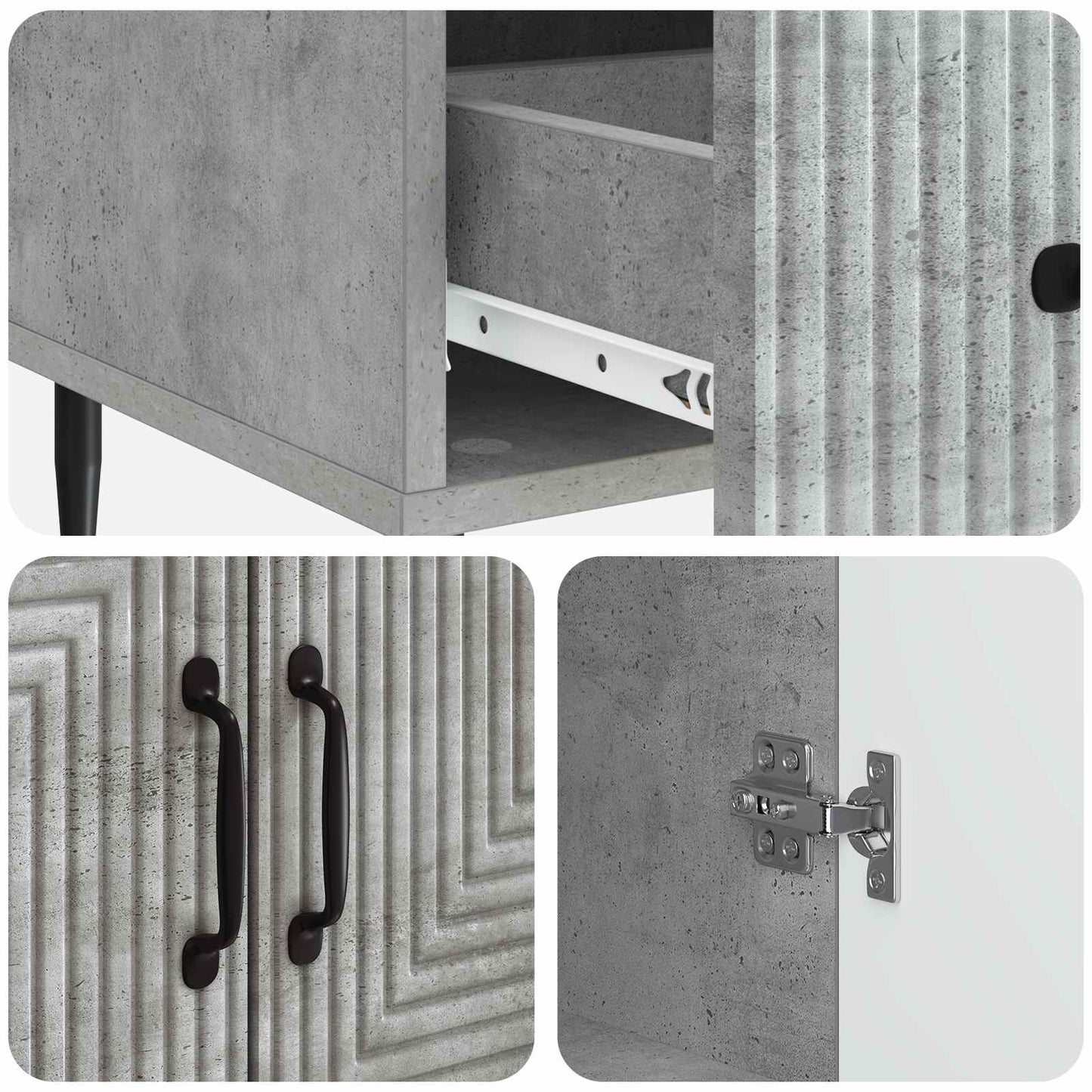 Sideboard Concrete Grey 66 x 34.5 x 95 cm Engineered Wood