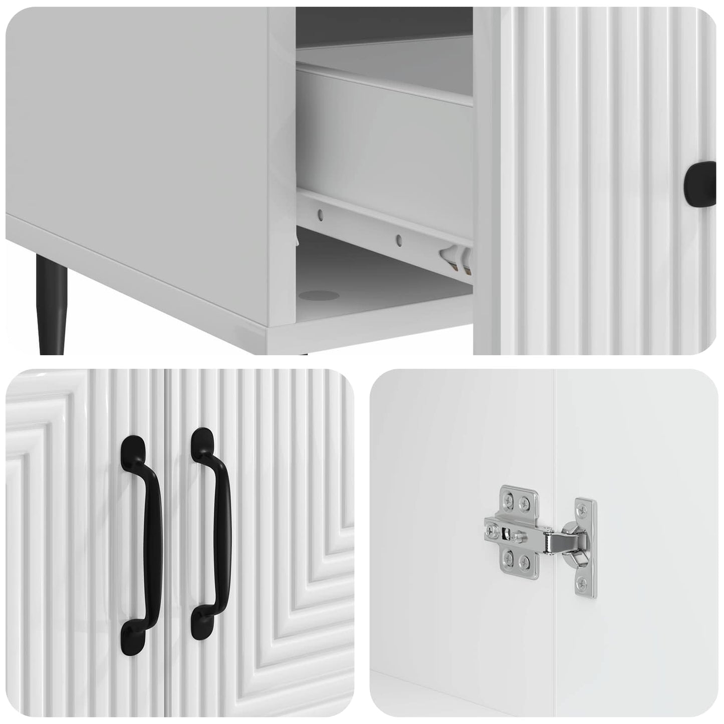 Sideboard High Gloss White 66 x 34.5 x 95 cm Engineered Wood