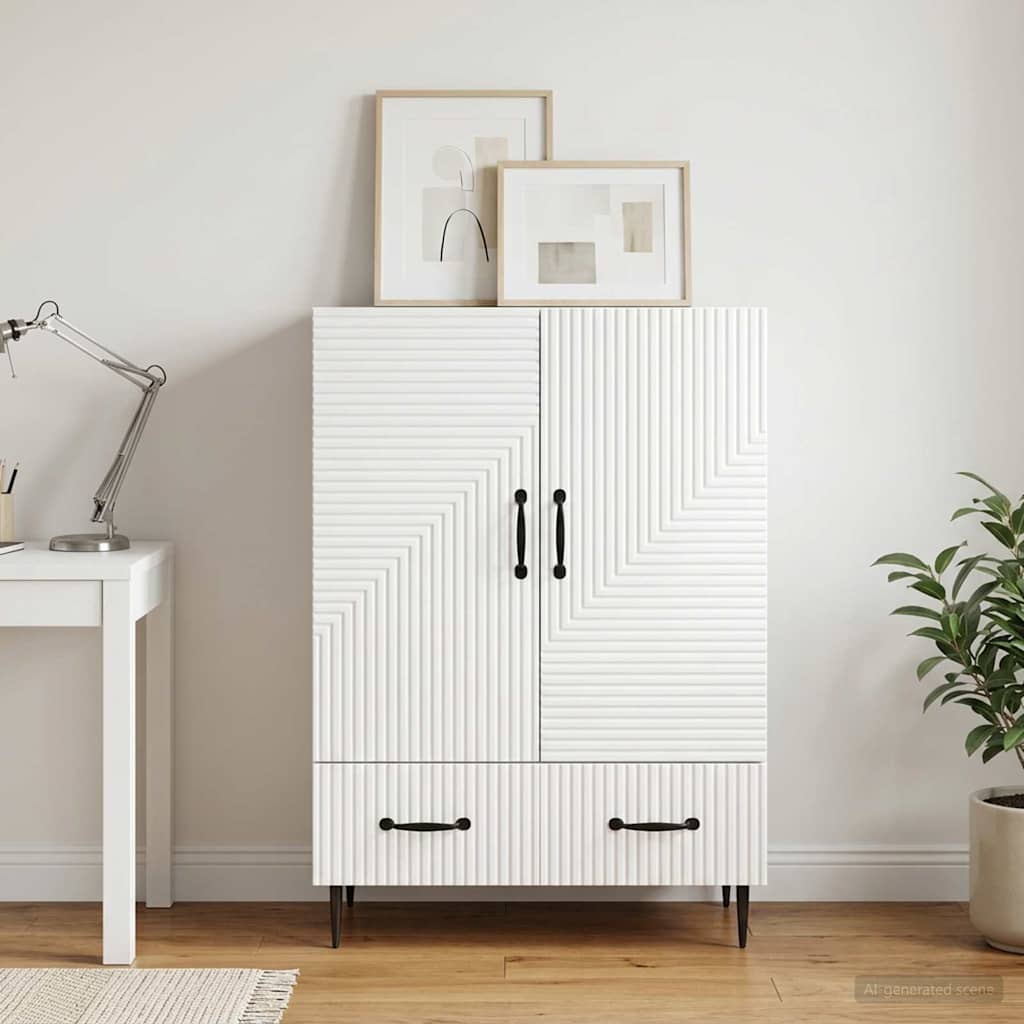 Sideboard High Gloss White 66 x 34.5 x 95 cm Engineered Wood