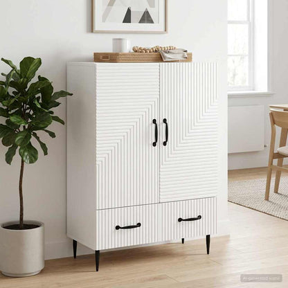 Sideboard High Gloss White 66 x 34.5 x 95 cm Engineered Wood