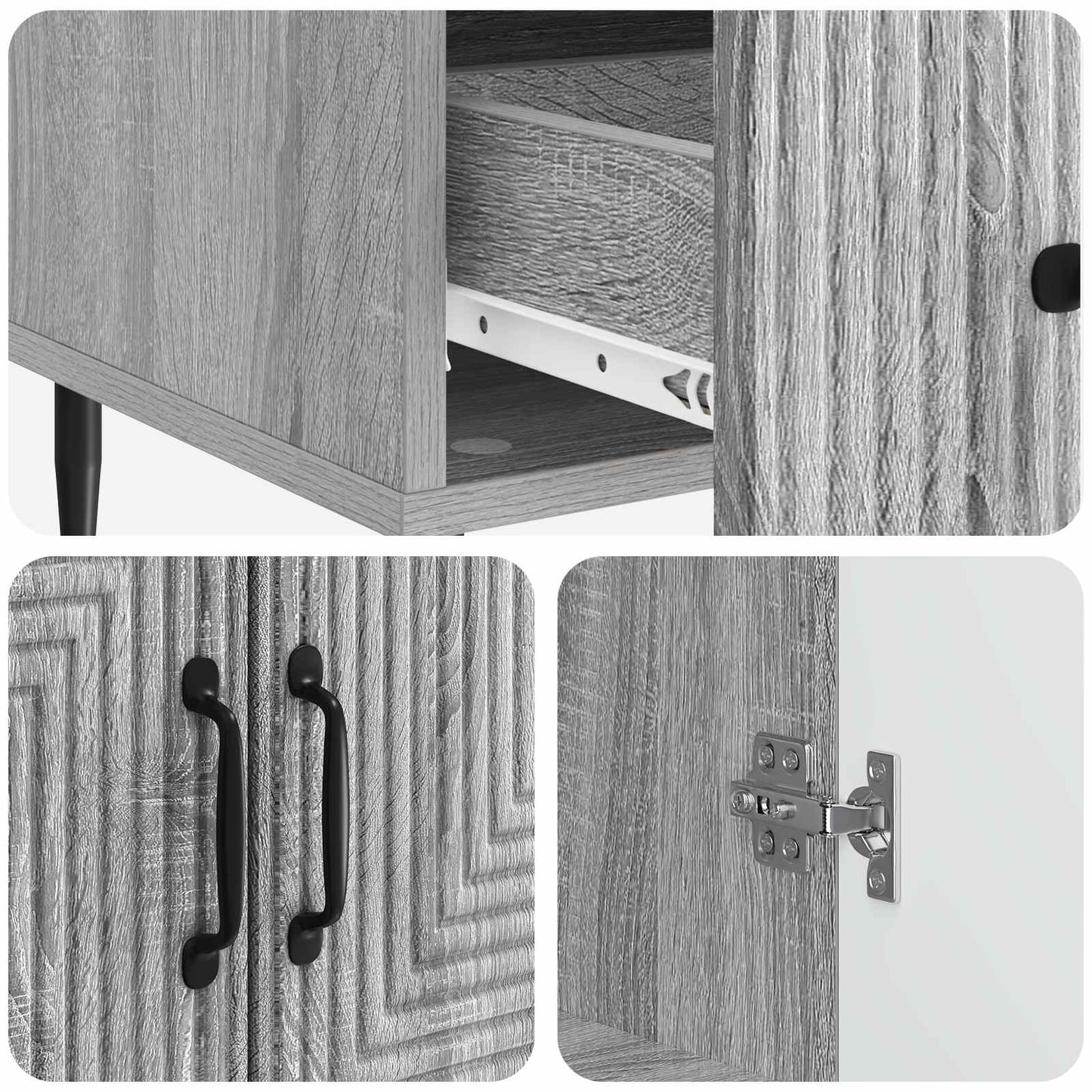 Sideboard Grey Sonoma 66 x 34.5 x 95 cm Engineered Wood