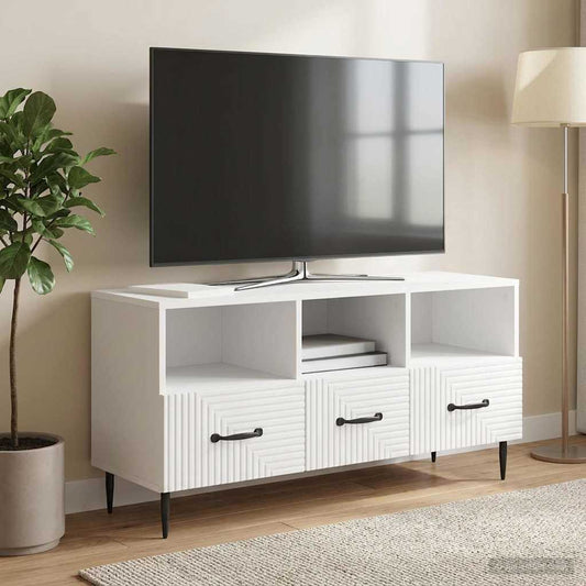 TV Cabinet High Gloss White 102 x 34.5 x 50 cm Engineered Wood