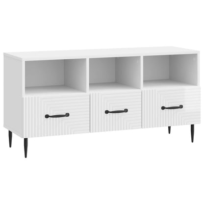 TV Cabinet High Gloss White 102 x 34.5 x 50 cm Engineered Wood