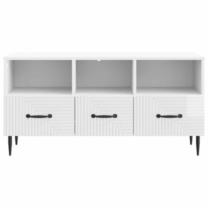 TV Cabinet High Gloss White 102 x 34.5 x 50 cm Engineered Wood