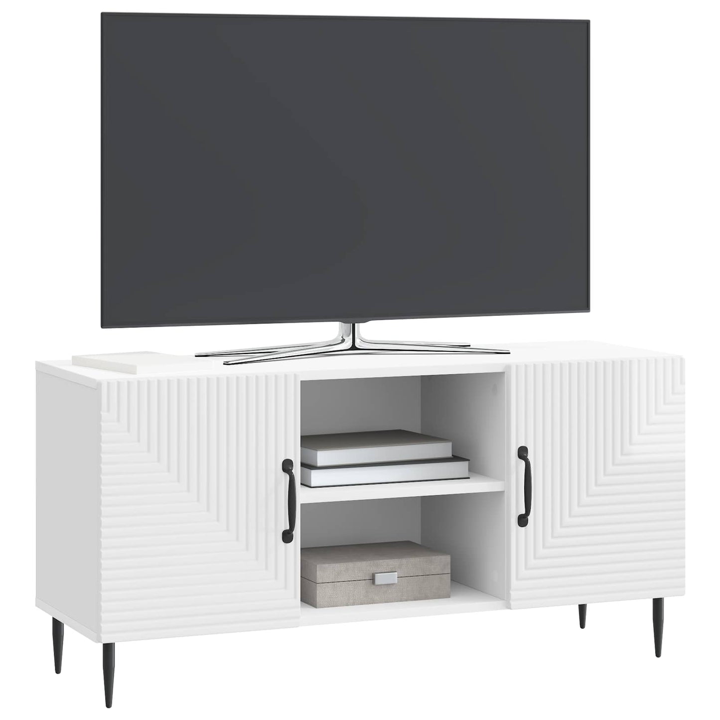 TV Cabinet High Gloss White 102 x 34.5 x 50 cm Engineered Wood
