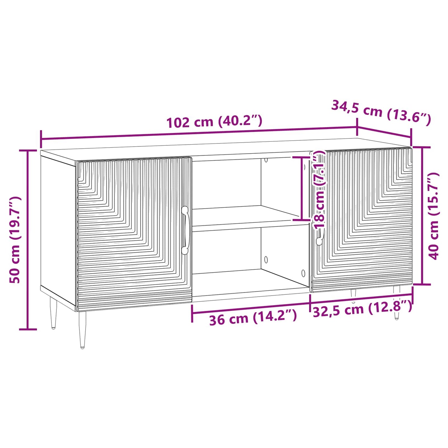 TV Cabinet Artisan Oak 102 x 34.5 x 50 cm Engineered Wood