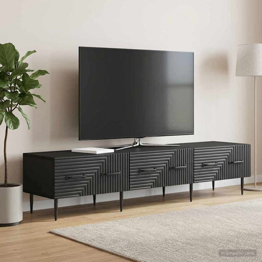 TV Cabinet with Drawer Black 147 x 34.5 x 30 cm Engineered Wood