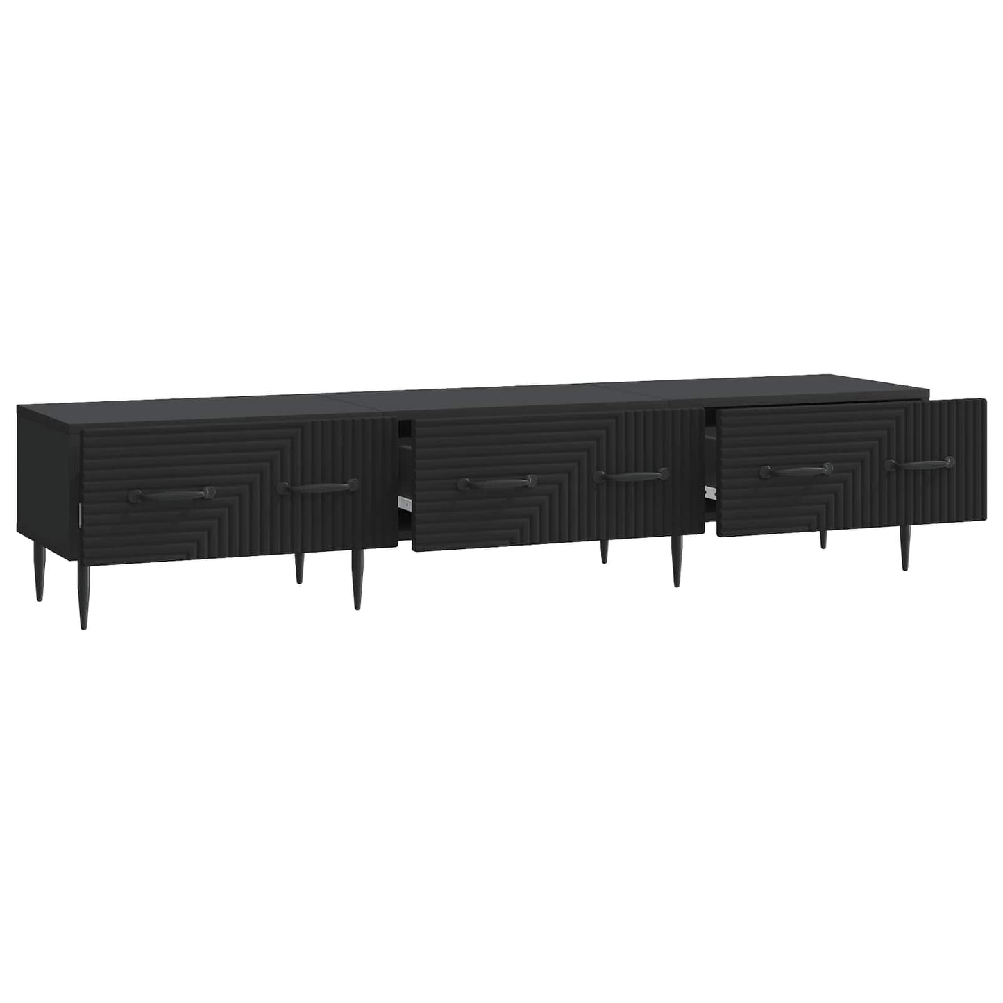 TV Cabinet with Drawer Black 147 x 34.5 x 30 cm Engineered Wood