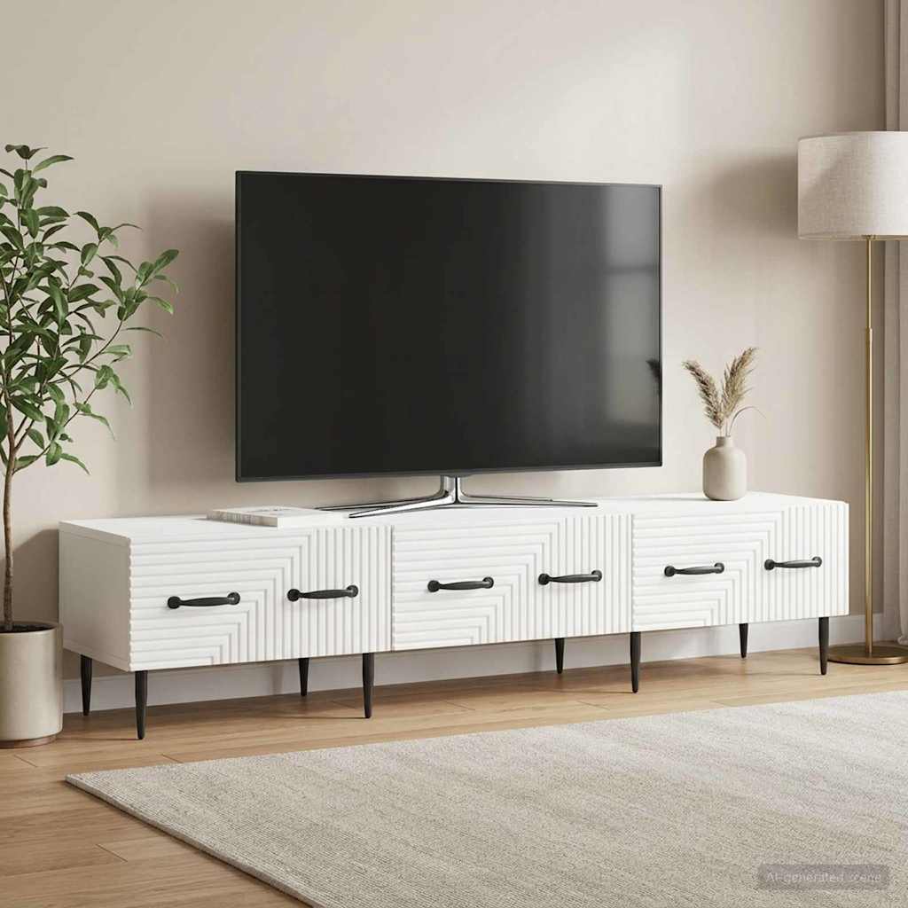 TV Cabinet High Gloss White 147 x 34.5 x 30 cm Engineered Wood