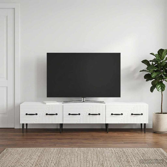 TV Cabinet High Gloss White 147 x 34.5 x 30 cm Engineered Wood