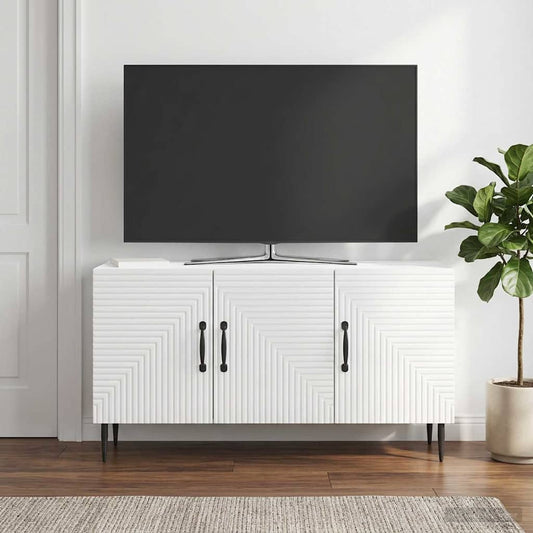 TV Cabinet High Gloss White 99 x 34.5 x 50 cm Engineered Wood