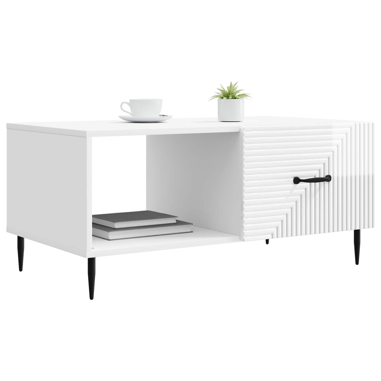 Coffee Table High Gloss White 90 x 50 x 40 cm Engineered Wood