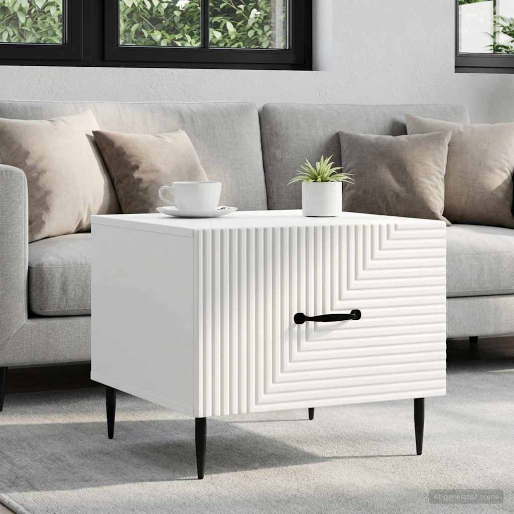 Coffee Table with Drawer White 49 x 50 x 40 cm Engineered Wood