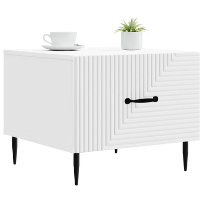 Coffee Table with Drawer White 49 x 50 x 40 cm Engineered Wood
