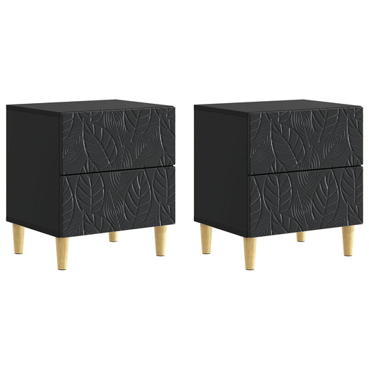 Bedside Table 2 pcs Black 43 x 34.5 x 48 cm Engineered Wood