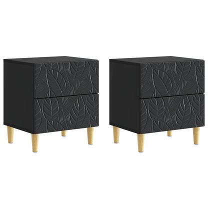 Bedside Table 2 pcs Black 43 x 34.5 x 48 cm Engineered Wood