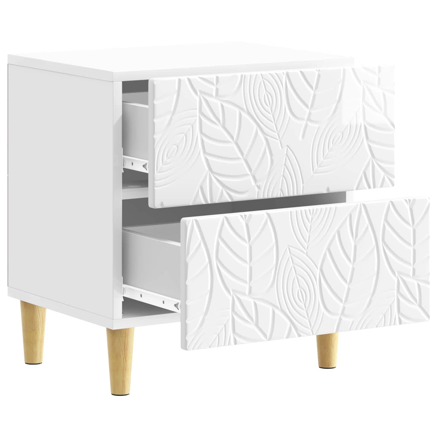 Bedside Table High Gloss White 43 x 34.5 x 48 cm