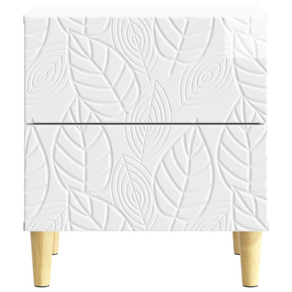 Bedside Table High Gloss White 43 x 34.5 x 48 cm