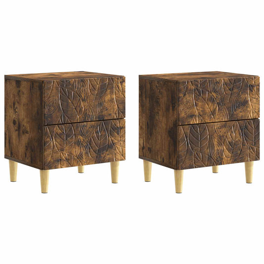 Bedside Table 2 pcs Smoked Oak 43 x 34.5 x 48 cm