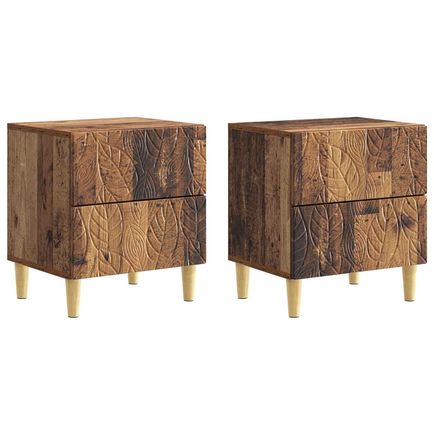 Bedside Table 2 pcs Old Wood 43 x 34.5 x 48 cm Engineered Wood