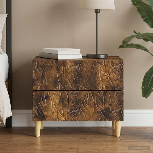 Bedside Table Smoked Oak 62 x 34.5 x 48 cm Engineered Wood