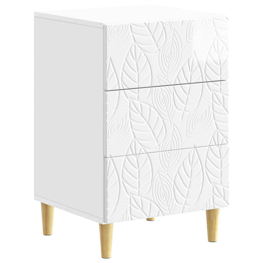 Bedside Table High Gloss White 43 x 39.5 x 66.5 cm