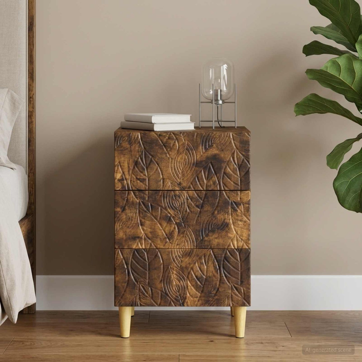 Bedside Table Smoked Oak 43 x 39.5 x 66.5 cm Engineered Wood