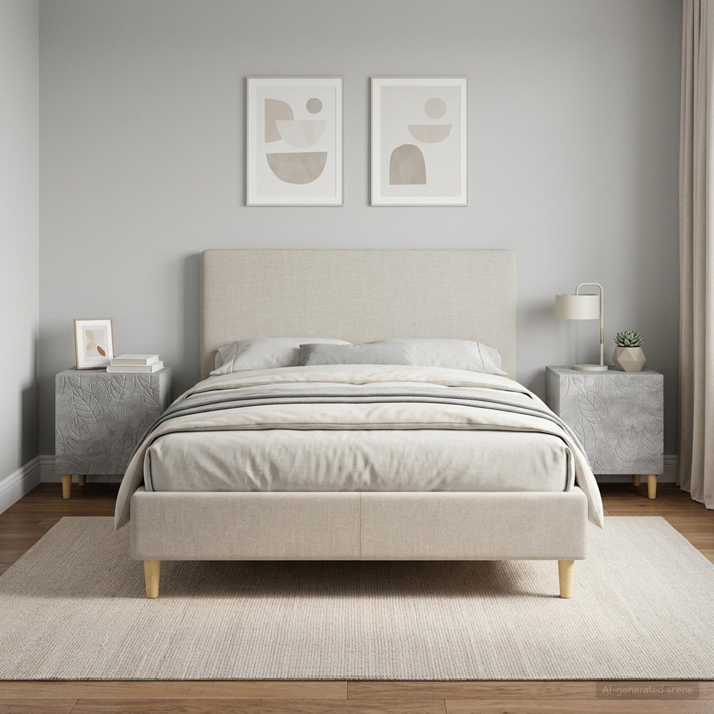 Bedside Table 2 pcs Concrete Grey 43 x 34.5 x 50 cm