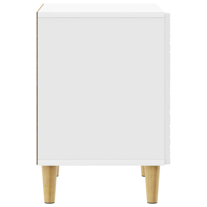 Bedside Table High Gloss White 43 x 34.5 x 50 cm