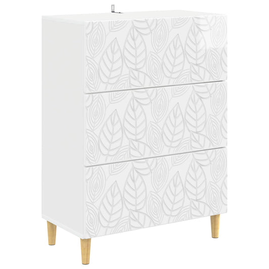 Drawer Cabinet High Gloss White 66 x 34.5 x 90 cm