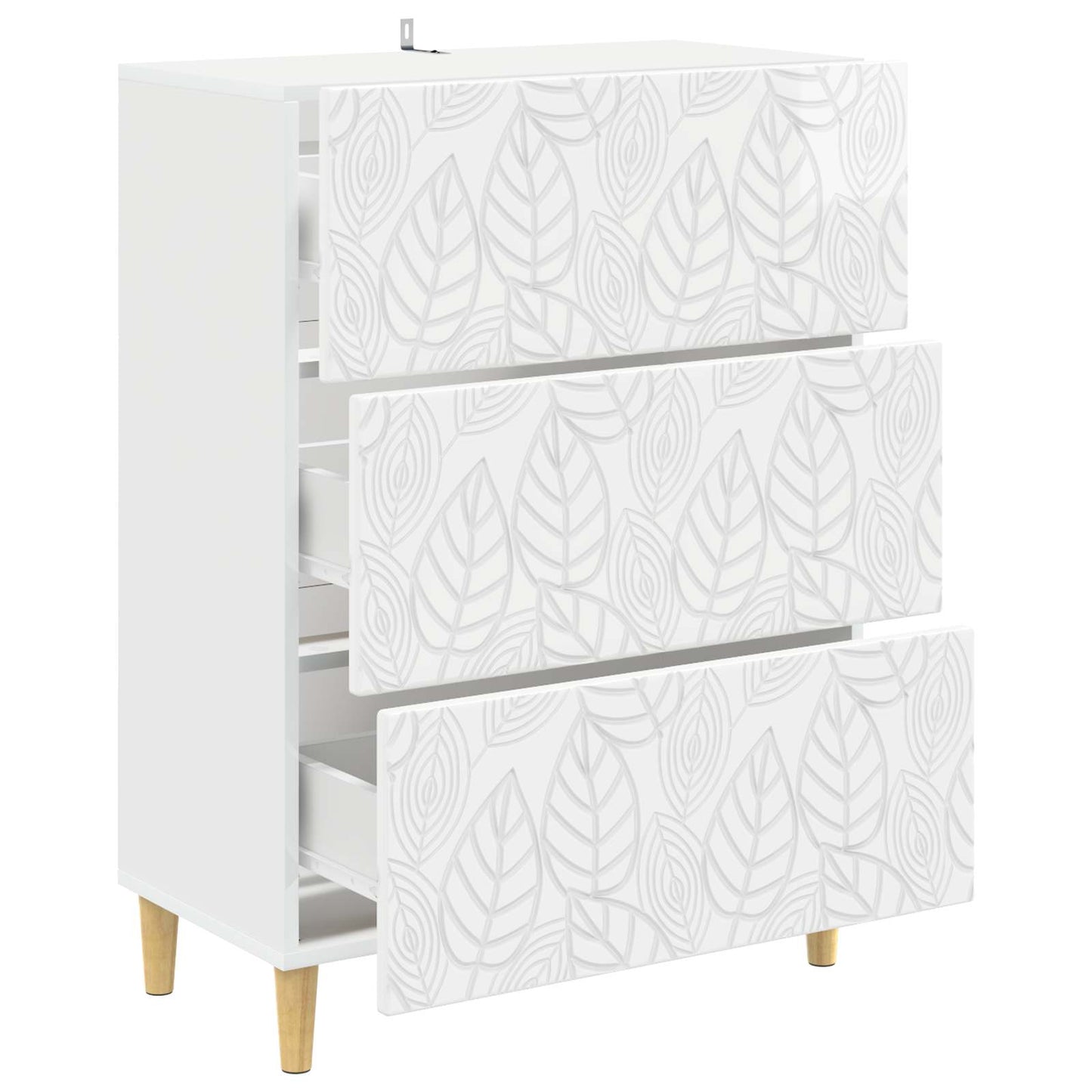 Drawer Cabinet High Gloss White 66 x 34.5 x 90 cm