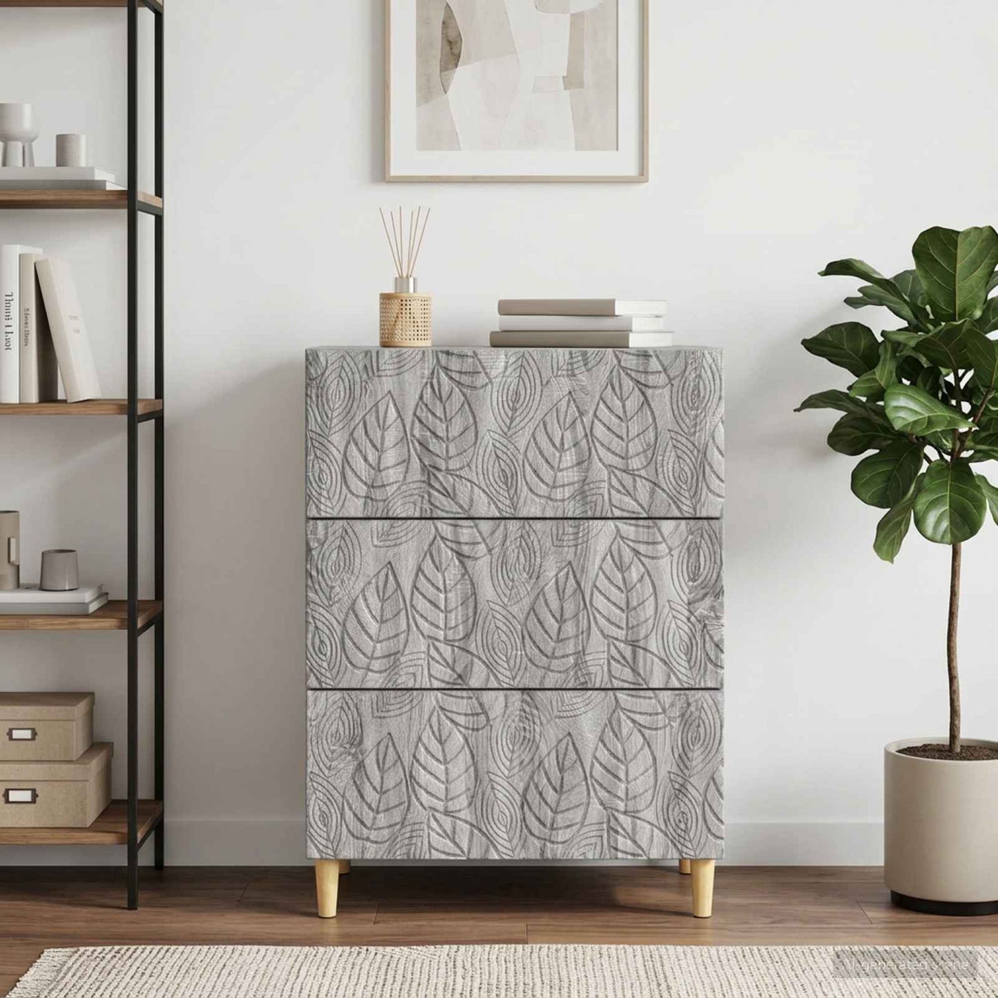 Drawer Cabinet Grey Sonoma 66 x 34.5 x 90 cm Engineered Wood