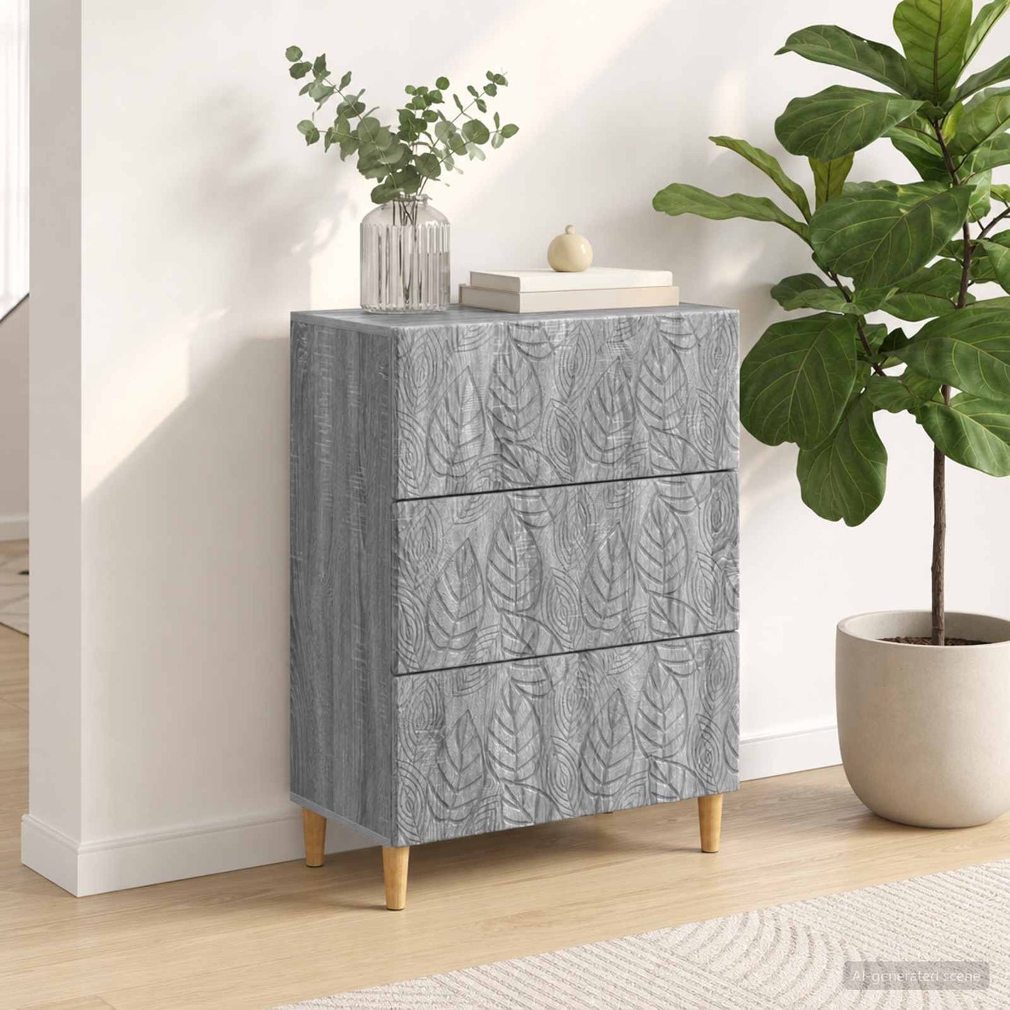 Drawer Cabinet Grey Sonoma 66 x 34.5 x 90 cm Engineered Wood