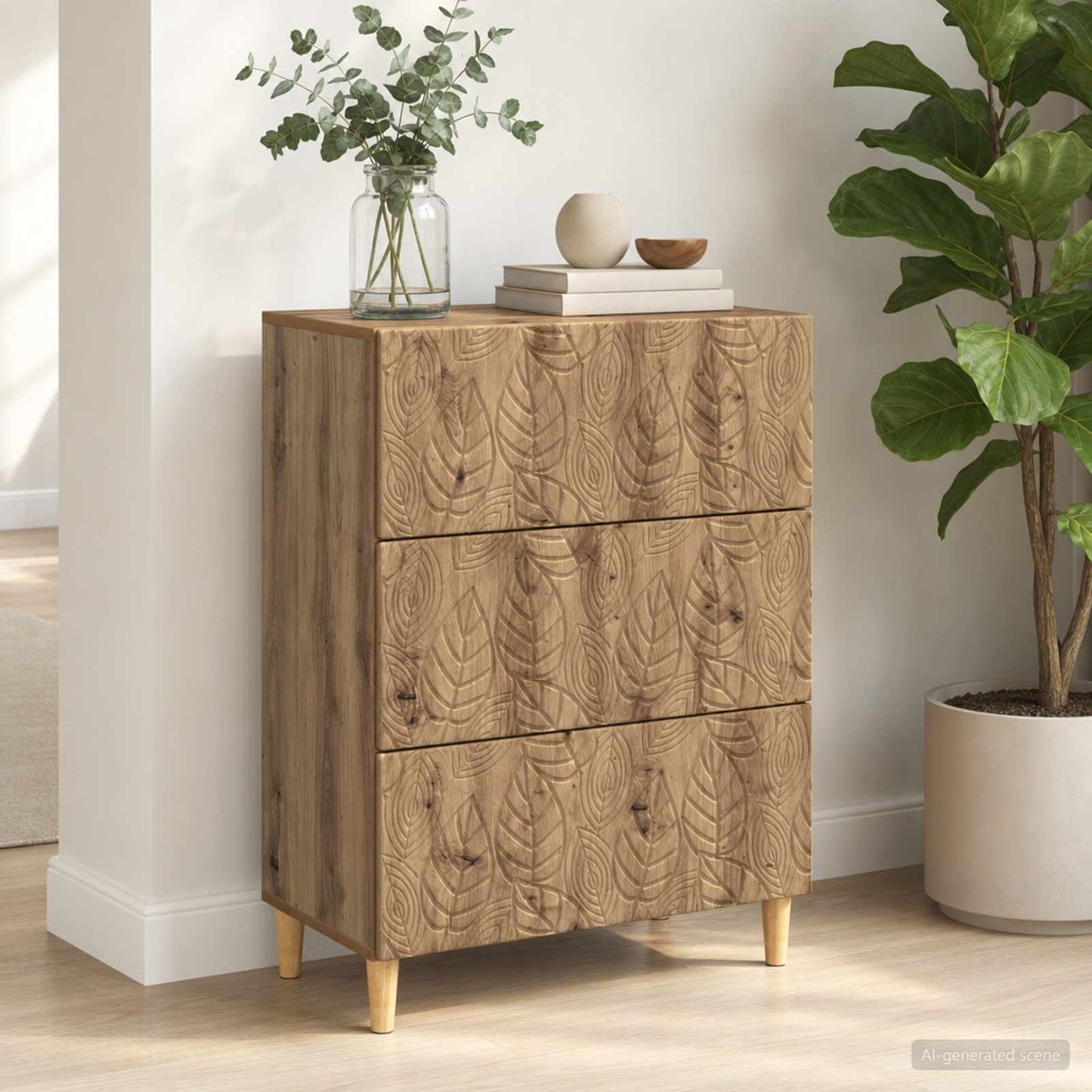 Drawer Cabinet 66 x 34.5 x 90 cm Engineered Wood Artisan Oak