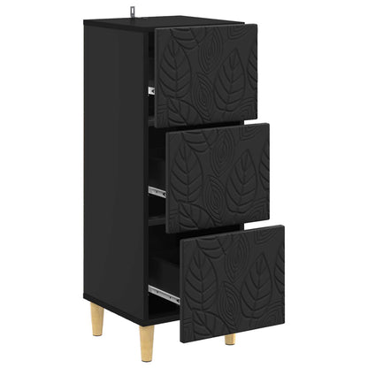 Drawer Cabinet Black 33 x 34.5 x 90 cm Engineered Wood