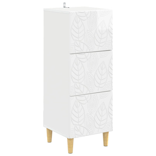 Drawer Cabinet High Gloss White 33 x 34.5 x 90 cm