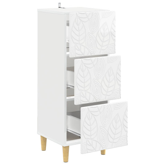 Drawer Cabinet High Gloss White 33 x 34.5 x 90 cm