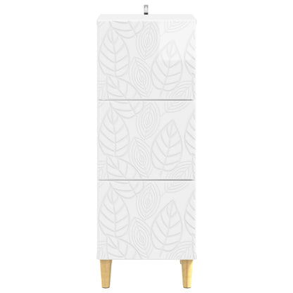 Drawer Cabinet High Gloss White 33 x 34.5 x 90 cm