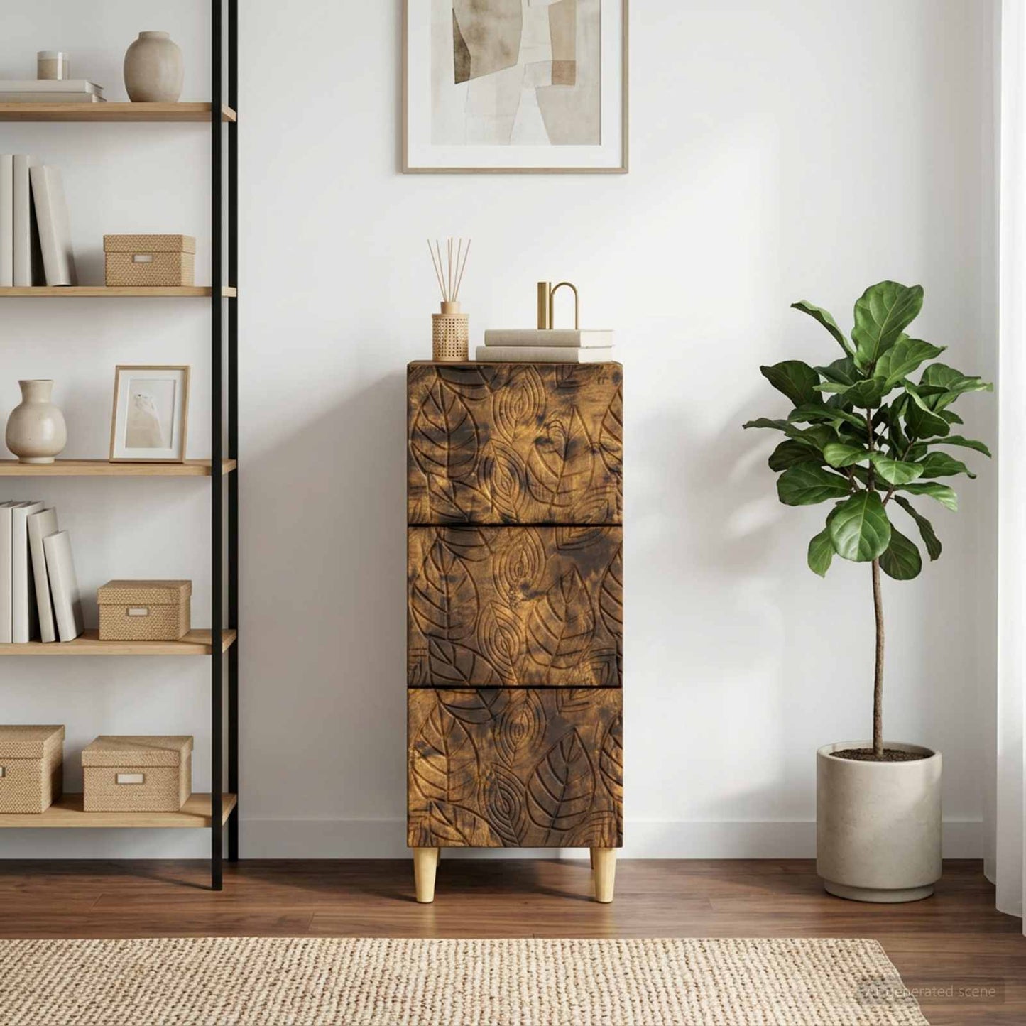 Drawer Cabinet Smoked Oak 33 x 34.5 x 90 cm Engineered Wood