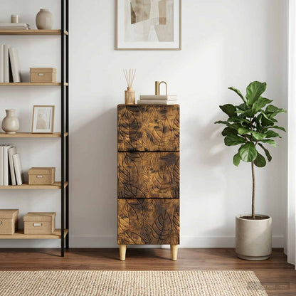 Drawer Cabinet Smoked Oak 33 x 34.5 x 90 cm Engineered Wood