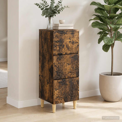 Drawer Cabinet Smoked Oak 33 x 34.5 x 90 cm Engineered Wood