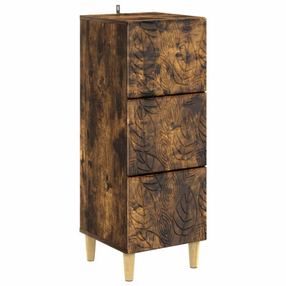 Drawer Cabinet Smoked Oak 33 x 34.5 x 90 cm Engineered Wood