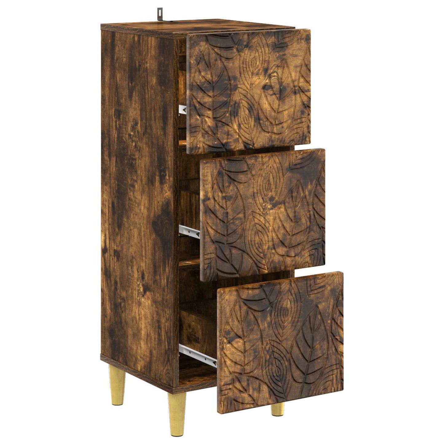 Drawer Cabinet Smoked Oak 33 x 34.5 x 90 cm Engineered Wood