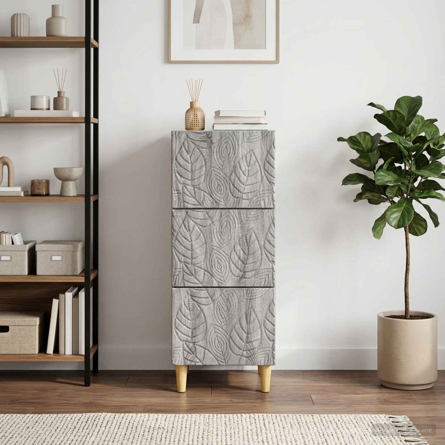 Drawer Cabinet Grey Sonoma 33 x 34.5 x 90 cm Engineered Wood