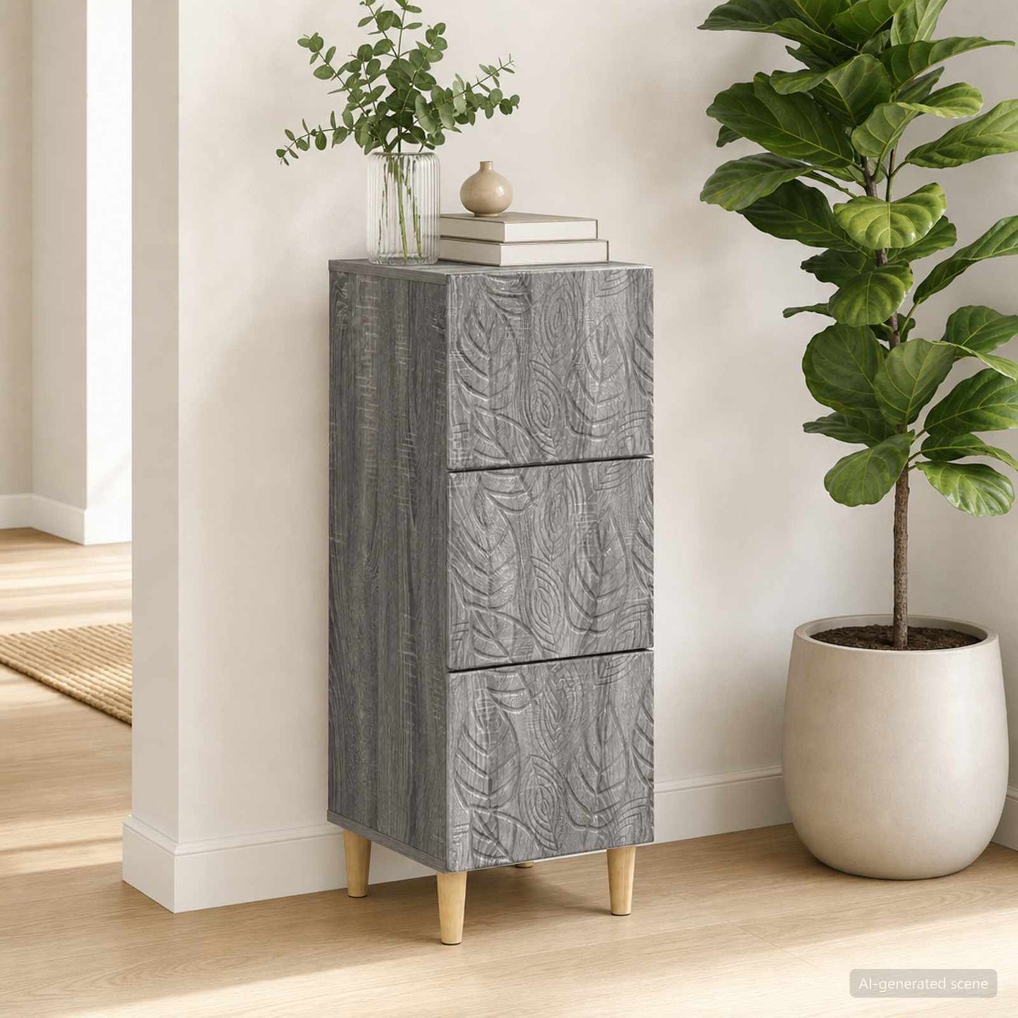 Drawer Cabinet Grey Sonoma 33 x 34.5 x 90 cm Engineered Wood