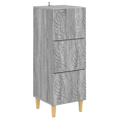 Drawer Cabinet Grey Sonoma 33 x 34.5 x 90 cm Engineered Wood