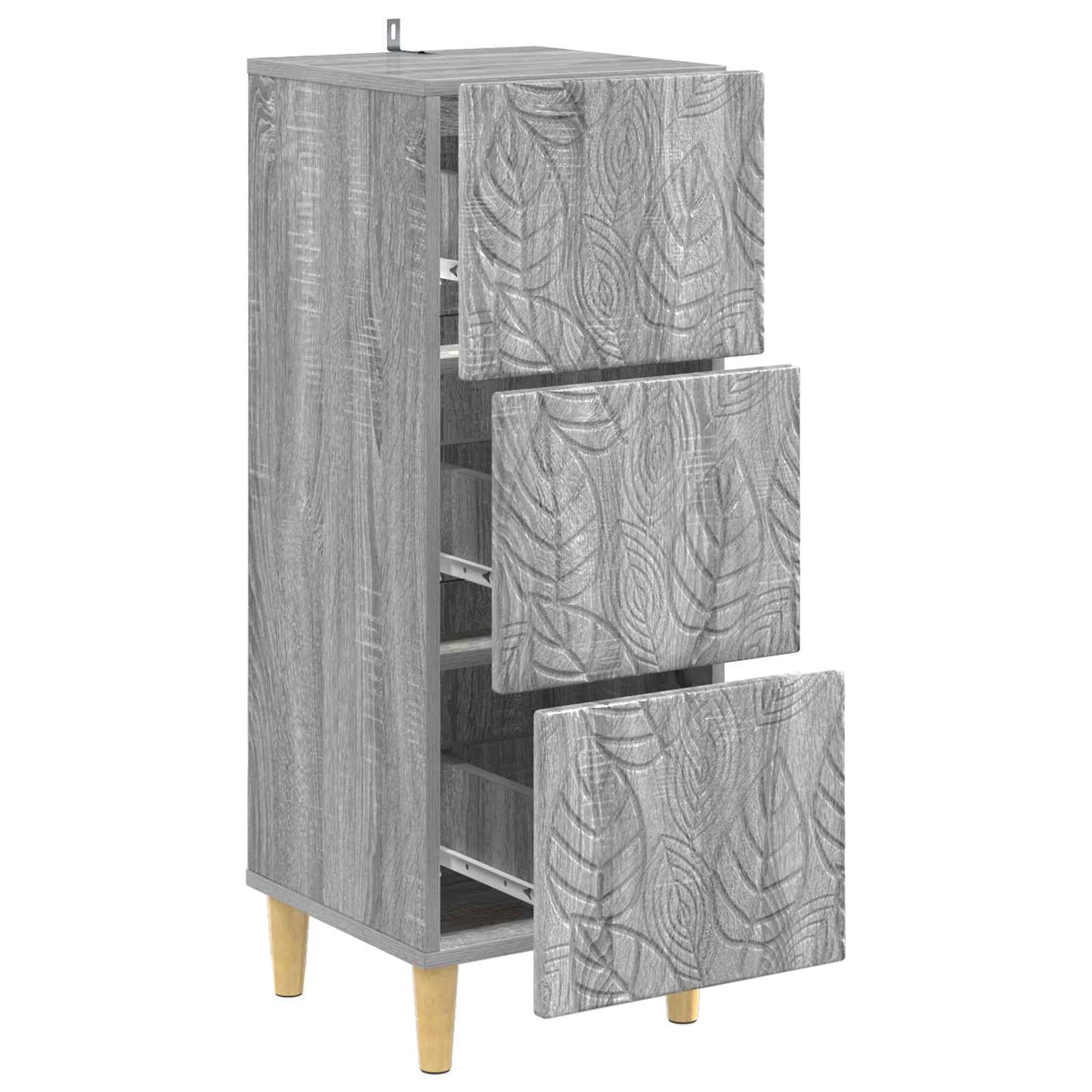 Drawer Cabinet Grey Sonoma 33 x 34.5 x 90 cm Engineered Wood