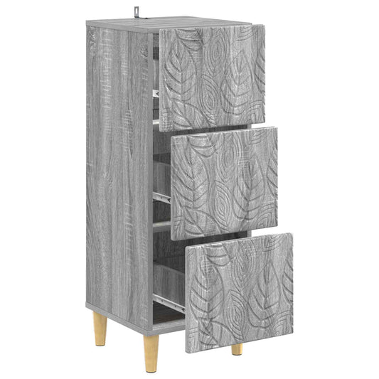 Drawer Cabinet Grey Sonoma 33 x 34.5 x 90 cm Engineered Wood