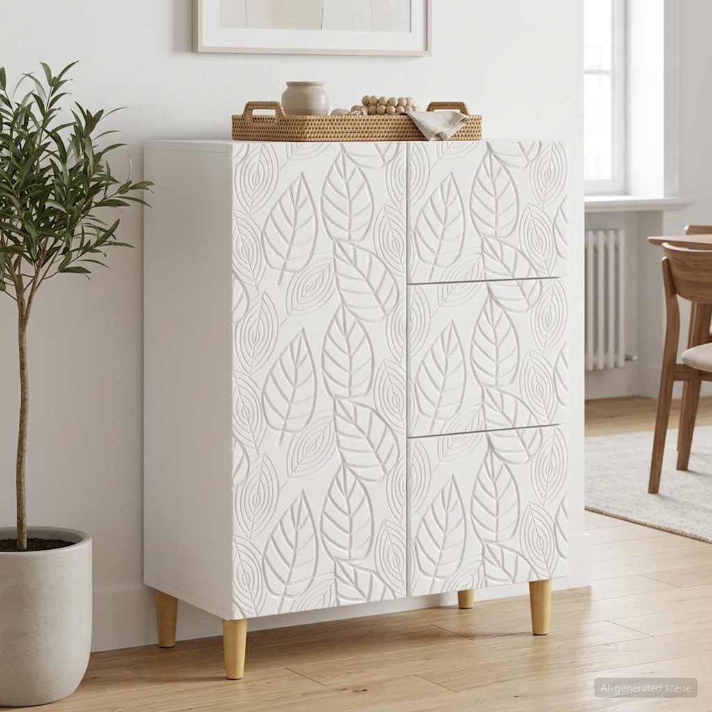 Sideboard High Gloss White 66 x 34.5 x 90 cm Engineered Wood